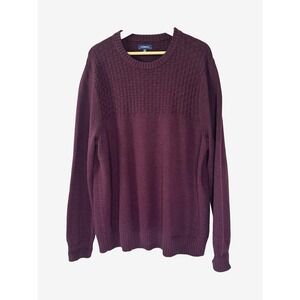 Vintage Men XL Sweater Cotton Crew Neck Basket Weave Knit Fisherman Preppy 90s